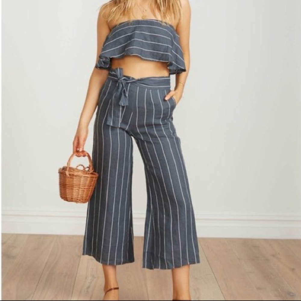 FAITHFULL THE BRAND LINEN STRIPE PANTS AND TOP